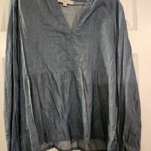 LOFT Chambray Blue Peplum Top